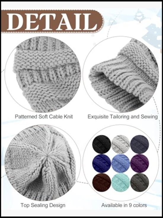 9 Pcs Slouchy Beanies for Women - Winter Hats - Warm Knit Caps main image 3